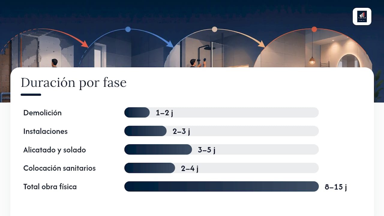 Cuánto tarda una reforma de baño según su alcance — overview diagram