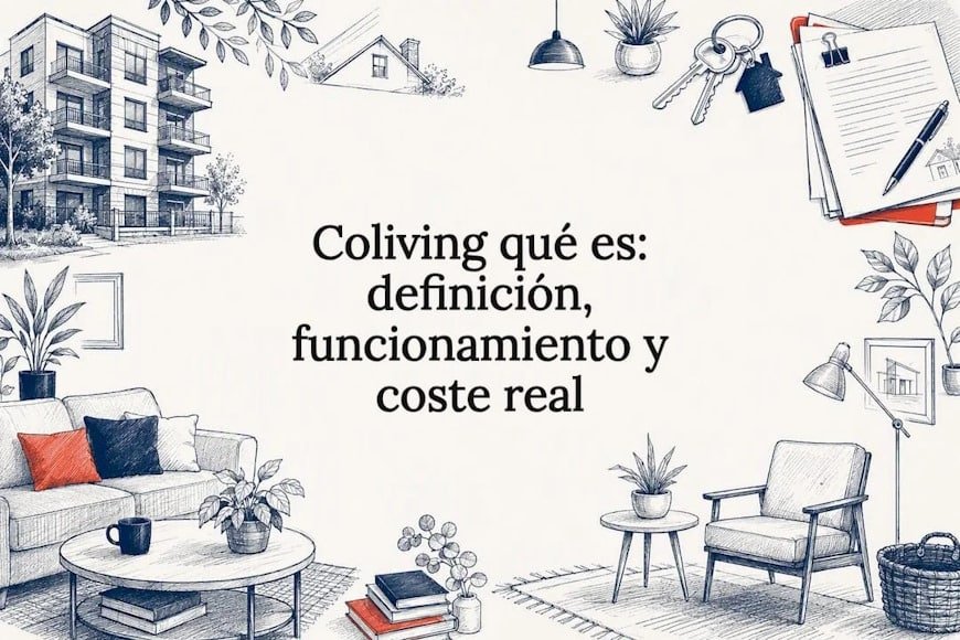 Ilustración decorativa para el título de un artículo sobre coliving. Coliving que es