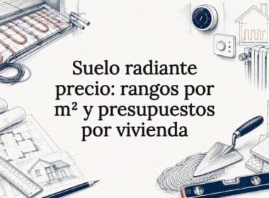 Ilustración decorativa centrada en el tema de la calefacción por suelo radiante. Suelo radiante precio
