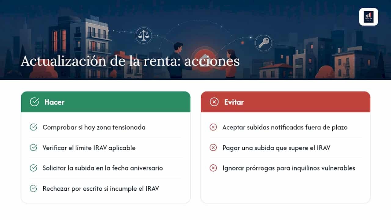 Actualización de la renta: IRAV, notificación y zonas tensionadas — overview diagram