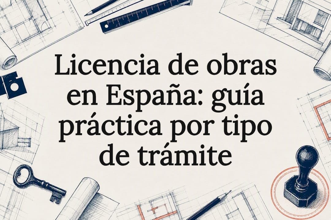 Tarjeta ilustrada sobre licencias de obras