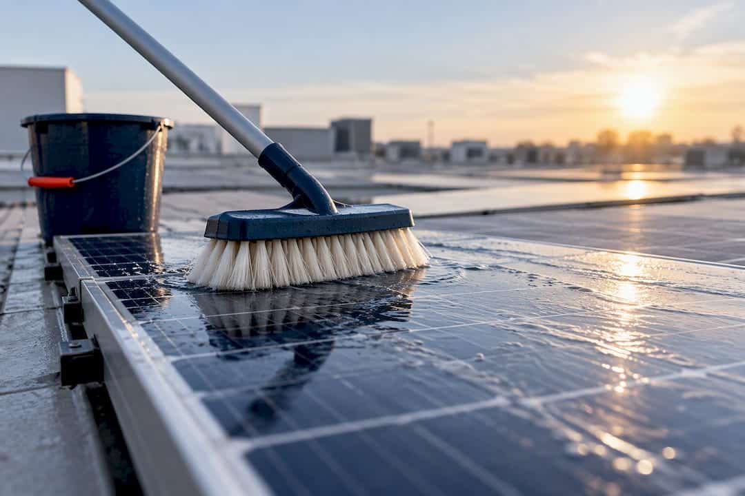 Limpieza minuciosa de un panel solar