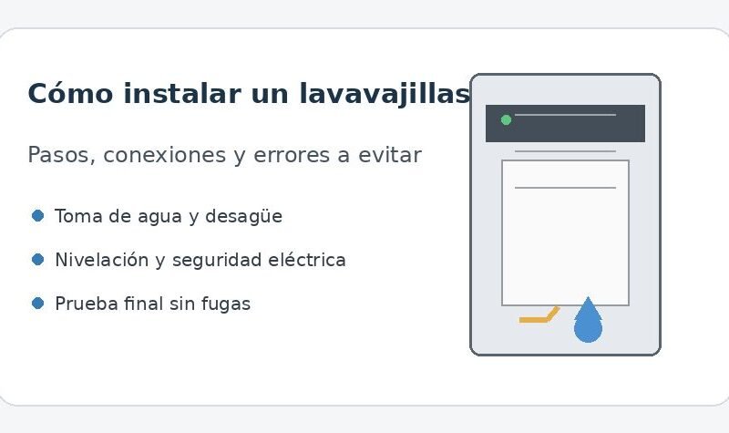 Instalar lavavajillas: conexiones de agua, desagüe y nivelación