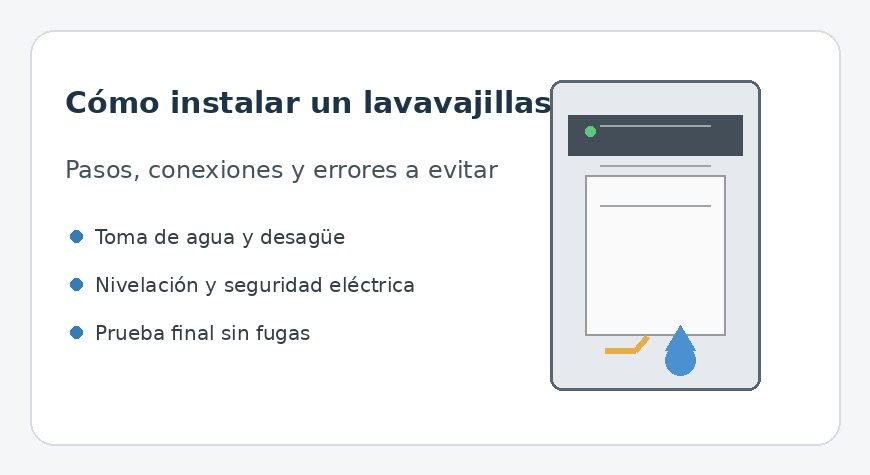 Instalar lavavajillas: conexiones de agua, desagüe y nivelación