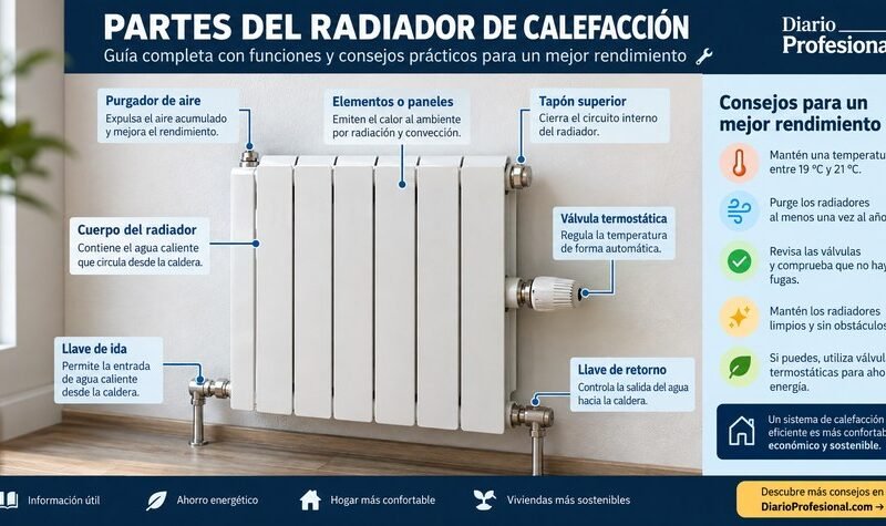 Partes del radiador de calefacción