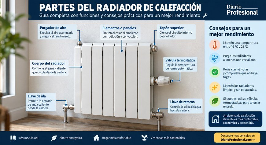 Partes del radiador de calefacción