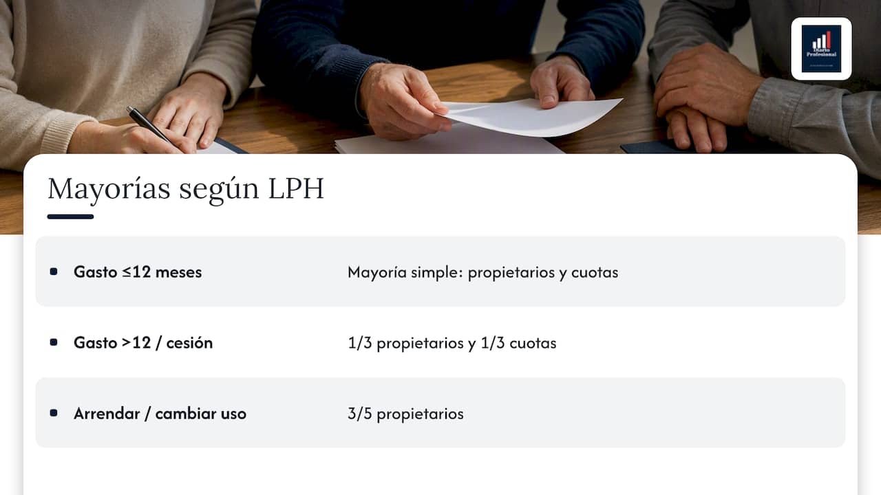 Mayorías y requisitos legales según la Ley de Propiedad Horizontal — overview diagram