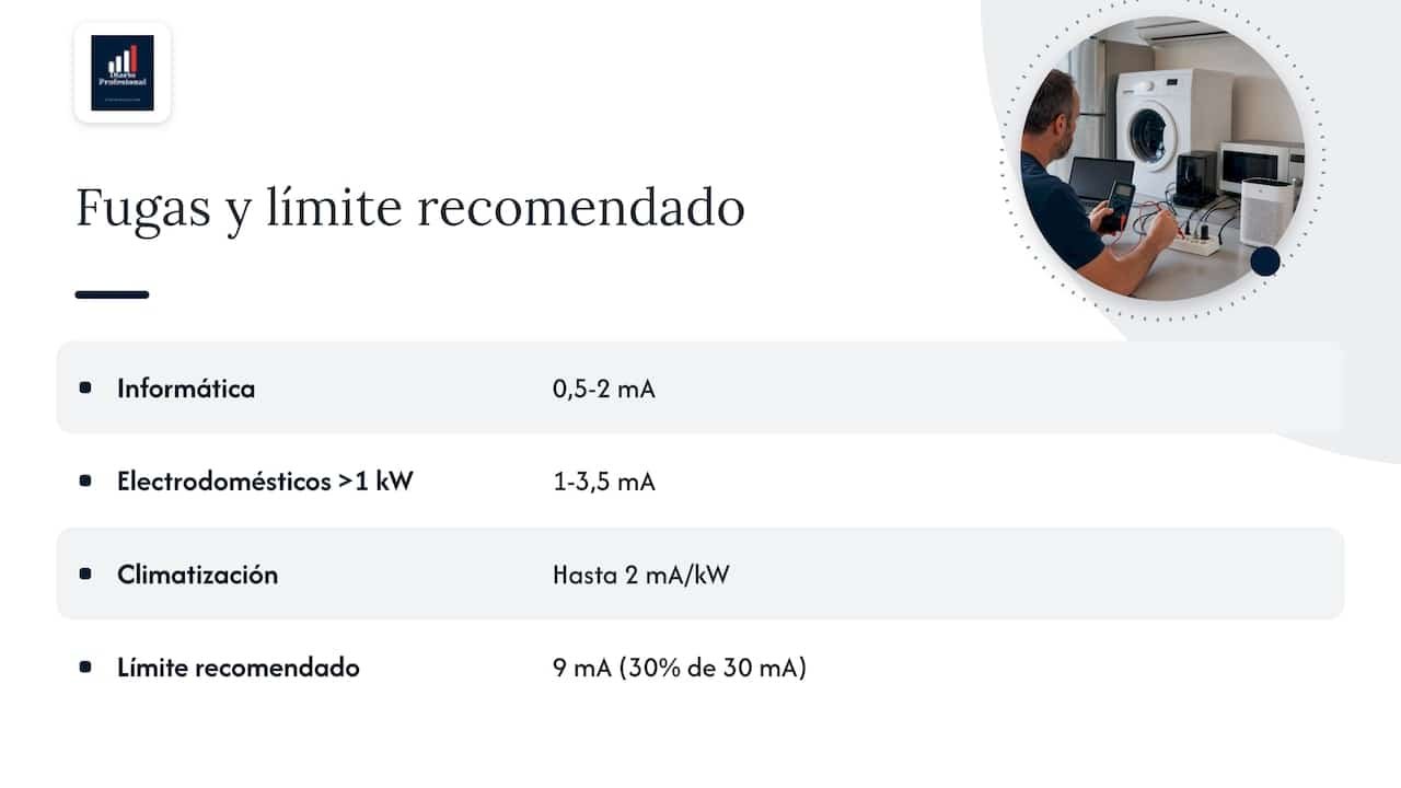 Valores de fugas y límite recomendado del diferencial