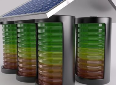 Baterías solares para almacenamiento de energía en una instalación renovable