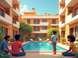 Comunidad de vecinos en un edificio residencial en España