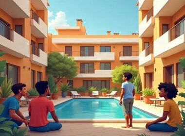 Comunidad de vecinos en un edificio residencial en España