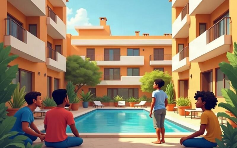 Comunidad de vecinos en un edificio residencial en España